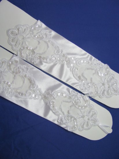 1 Pair Wedding Satin Lace Fingerless Bridal Glove - Click Image to Close