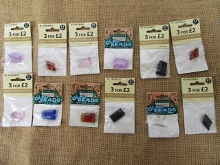 12Pcs Oblong Diamond Tear Large Glass Beads Assorted