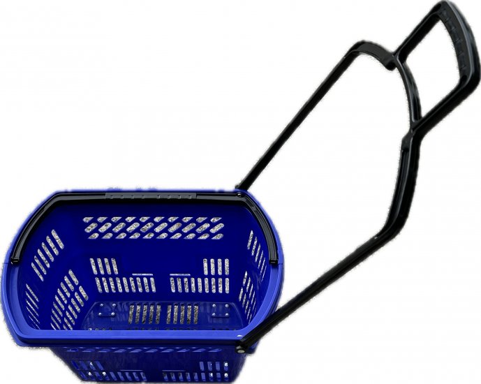 1X Plastic Blue Rolling Shopping Baskets - Click Image to Close