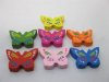 300Pcs Butterfly Wooden Beads Mixed Color 25mm
