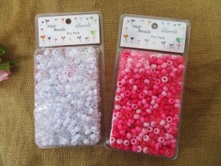 (image for) 4Sheet x 770Pcs Pony Beads Hair Beads 8mm Dia Retail Pack Mixed