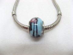 100 Skyblue Murano Flower Round Glass European Beads be-g344 100 Skyblue Murano Flower Round Glass European Beads be-g344