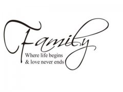 4Pcs FAMILY where life begins & love never ends Wall Stickers