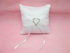 (image for) 1Pcs White Wedding Ring Pillow 10x10cm with Heart Buckle Wholesa