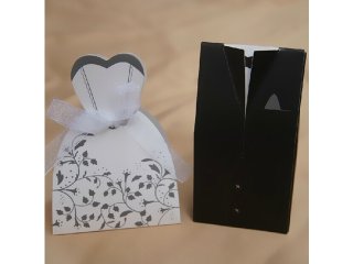4Packs x 10Pcs Bride & Bridegroom Bomboniere Boxes Wedding Favor (image for) 4Packs x 10Pcs Bride & Bridegroom Bomboniere Boxes Wedding Favor