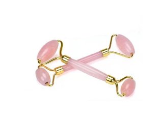 4Pcs Facial Beauty Massage Tool Pink Rose Quartz Double Roller F