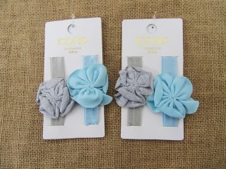 1Sheet X 2Pcs Kids Elastic Wide Head Band with Flower