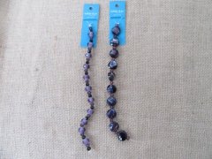 (image for) 12Strands x 10Pcs Purple Glass Beads Unfinished Beaded Bracelets