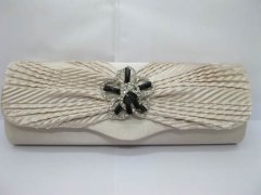 (image for) 1Pc Khaki Satin Pleated Evening Handbag Wedding Clutch Bag