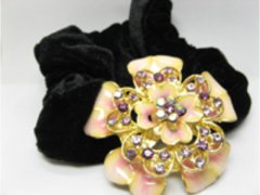 (image for) 1Pc Chic Designer Hair Clips,Rhinestone Floral Clip