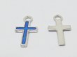 (image for) 250Pcs Mini Blue Charm Cross Bead Pendant 15x8x1mm