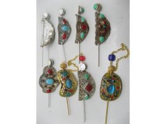 (image for) 1Piece New Tibetan Inlay Beads Hair Hairpin