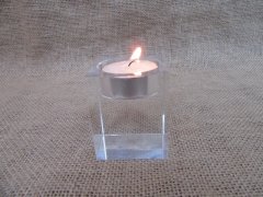 (image for) 4Pcs Cube Crystal Tealight Candle Holder Wedding Party Favor