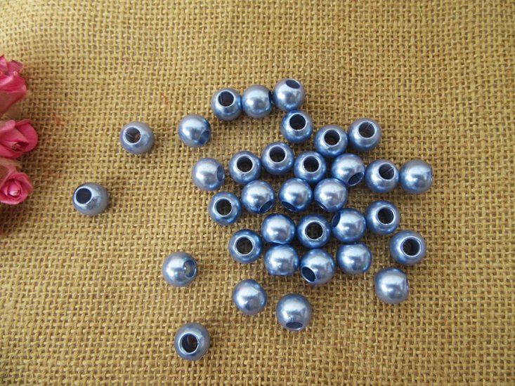 250g (400Pcs) Gray Blue Simulate Pearl Beads Barrel Pony Beads - Click Image to Close