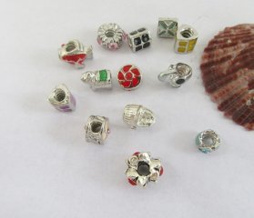 100 Alloy Charms Enamel European Thread Beads Assorted pa-m317