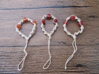 5x24Pcs Hemp Knitted Mobile Phone Tags Straps with Stone Beads