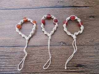 (image for) 5x24Pcs Hemp Knitted Mobile Phone Tags Straps with Stone Beads