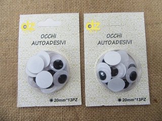 12Sheets Adhensive Googly Eyes Movable Eyes Craft Accessory Mixe