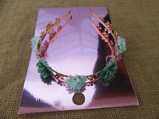 1X Green Flower Forehead Garland Headband Hairclip Headwear