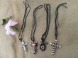 6Pcs Gothic Cross Etc Black Strings Fashionable Resin Pendants