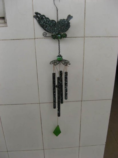 1X New Green Butterfly Wind Chime Windchime - Click Image to Close