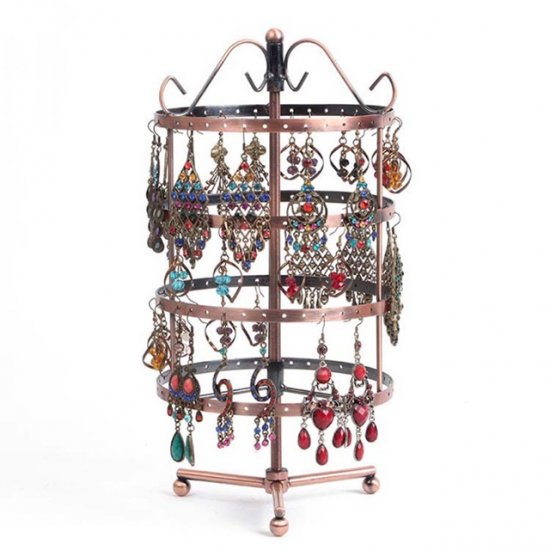 1X New 4 Tiers Revolving 72 Pairs Earring Display Holder - Click Image to Close