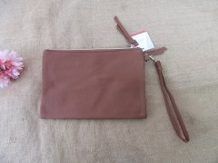 (image for) 1Pc New Plain Brown Simple Purse Travel Bag Zipper Handbag