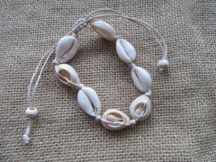6Pcs Natural Handmade Knitted Drawstring Bracelets w/Shell Beads 6Pcs Natural Handmade Knitted Drawstring Bracelets w/Shell Beads