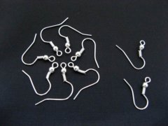 (image for) 1000Pcs Silver Plated Ear Wire Hooks W/Bead Coil