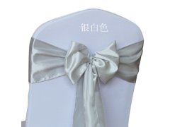 (image for) 10Pcs Silver Grey Satin Sashes Chair Wider Bow Wedding Venue