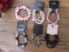 12Sheets Fashion Plastic Glass Beaded Bracelets Elastic Assorted