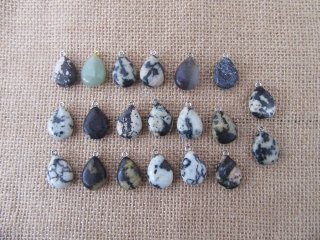 20Pcs Teardrop Shape Gemstone Pendant Assorted