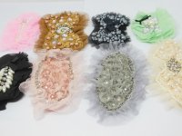 50Pcs Lace Trim Beaded Flower Embellishment