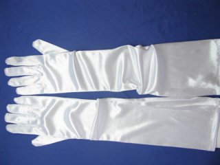 1Pair White Satin Wedding Dress Bridal Gloves 46cm