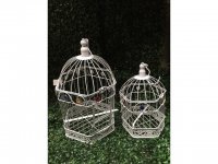 1Set 2in1 Luxury Hexagon Hanging Bird Cage W/Rhinestone