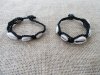 12X Handmade Black Knitted Bracelets with Shell Beads