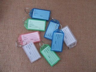 30Pcs Key ID Tags Name Card Labels Keyring Keychain 57x30mm