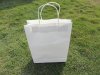 50 White Kraft Paper Bags with Carrying Strap 25X20X8cm