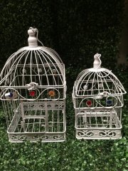 1Set 2in1 Square Luxury Hanging Bird Cage W/Rhinestone