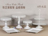 1Set 6Pcs Vintage Crystal White Dessert Cake Stand Display Rack