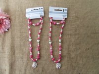 12Set White Pink Beaded Necklace Bracelet Unicorn Pendant Set