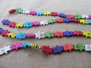400Grams (70Pcs) Bear Gemstone Beads 26x23x7mm Mixed Color