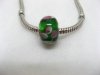 100 Green Murano Flower Round Glass European Beads be-g341