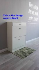 1X Black Shoe Cabinet Rack Storage Organiser 12prs 2 drawer + 1