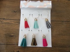 4Packets X 6Pcs (24Pcs) Wine Glass Ring with Tassel Charm Mixed