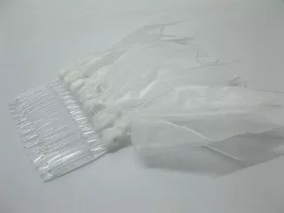 1Pc White Bridal Hair Comb Headpiece w/Attached Organza Ribbon