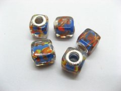50 Blue Silver Cube Glass European Beads 50 Blue Silver Cube Glass European Beads