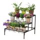 3 Tier Black Garden Flower Pots Plant Stair Stand Rack Shelves