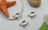 10Pcs Silver Plated Thread Peaceful Dove European Beads
