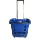 1X Plastic Blue Rolling Shopping Baskets with 2 wheels